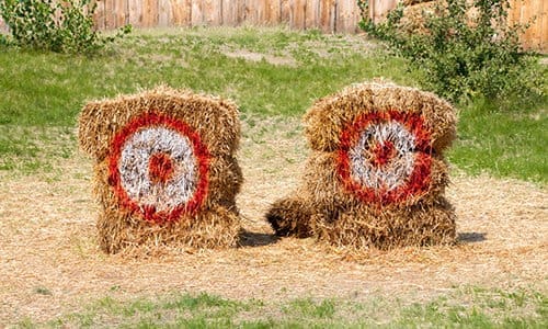 hay bales for an archery range