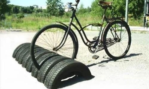 old tire bike rack