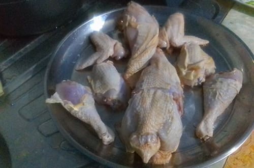 butchering chicken