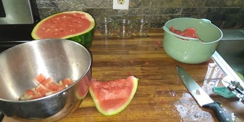 cutting watermelon