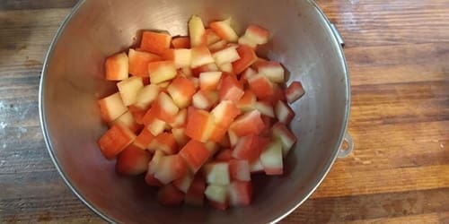 How To Pickle Watermelon Rind The Amish Way - draining watermelon rinds
