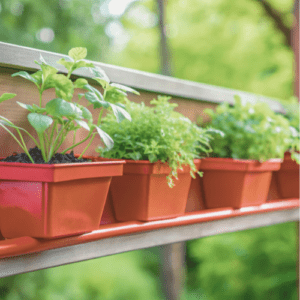 herbs in gutter garden